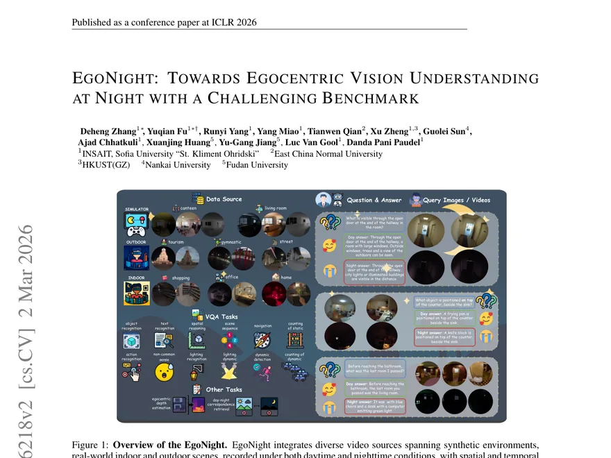 First page of EgoNight: Towards Egocentric Vision Understanding at Night with a Challenging Benchmark