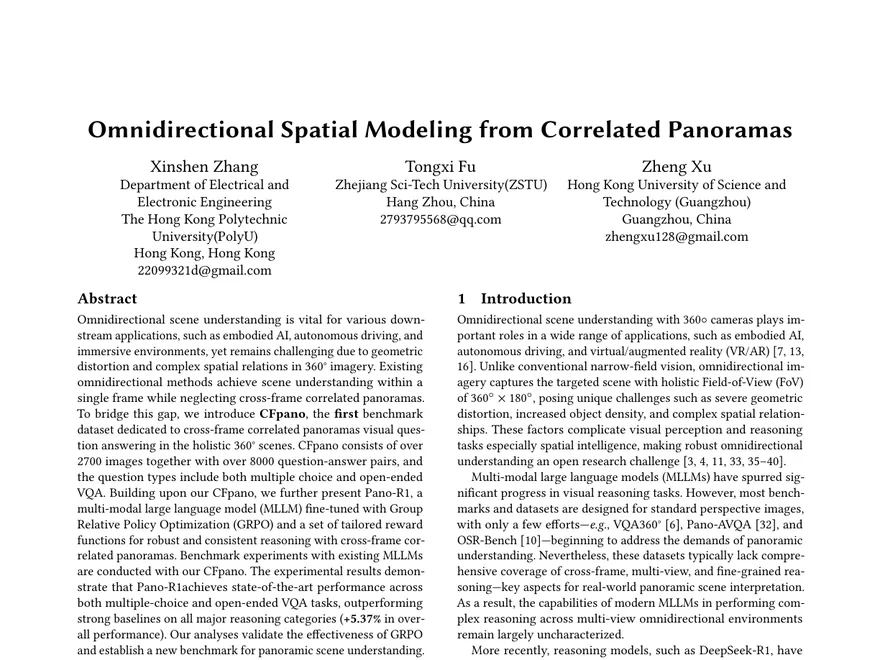 First page of Omnidirectional Spatial Modeling from Correlated Panoramas